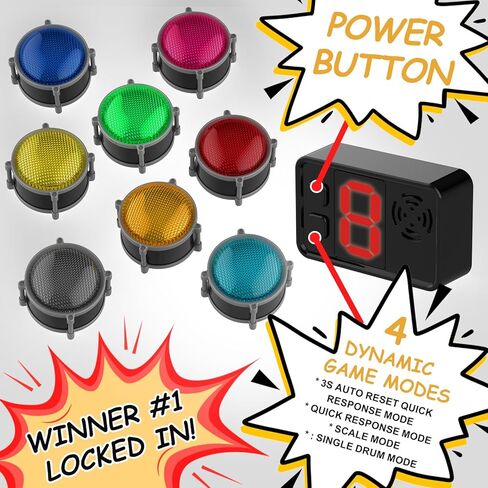 Buzzers for Trivia Games, Rechargeable Answer Buzzers for Classroom with Light, Show Who Buzzed First, 3-Second Auto Reset Buzzer System for Game Show, School, Jeopardy, Family Feud Night (Colorful) in Saudi Arabia