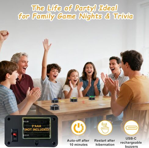 Buzzers for Trivia Games, Rechargeable Answer Buzzers for Classroom with Light, Show Who Buzzed First, 3-Second Auto Reset Buzzer System for Game Show, School, Jeopardy, Family Feud Night (Colorful) in Saudi Arabia