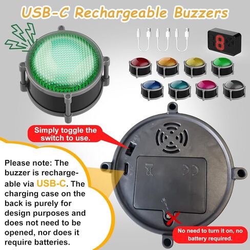 Buzzers for Trivia Games, Rechargeable Answer Buzzers for Classroom with Light, Show Who Buzzed First, 3-Second Auto Reset Buzzer System for Game Show, School, Jeopardy, Family Feud Night (Colorful) in Saudi Arabia