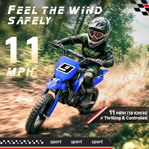Kids Electric Dirt Bike up to 11mph, 24V Kids Motorcycles 250W Brushless Motors, Electric Motorcycles for Kids with 12'' All-Terrain Tires, Bluetooth, Gifts for Boys or Girls-Blue in Saudi Arabia