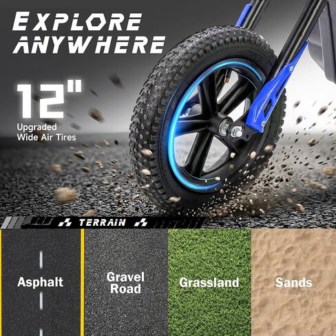 Kids Electric Dirt Bike up to 11mph, 24V Kids Motorcycles 250W Brushless Motors, Electric Motorcycles for Kids with 12'' All-Terrain Tires, Bluetooth, Gifts for Boys or Girls-Blue in Saudi Arabia