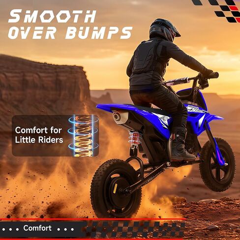 Kids Electric Dirt Bike up to 11mph, 24V Kids Motorcycles 250W Brushless Motors, Electric Motorcycles for Kids with 12'' All-Terrain Tires, Bluetooth, Gifts for Boys or Girls-Blue in Saudi Arabia