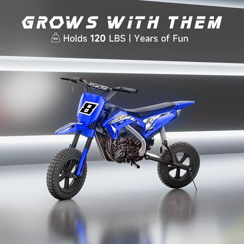 Kids Electric Dirt Bike up to 11mph, 24V Kids Motorcycles 250W Brushless Motors, Electric Motorcycles for Kids with 12'' All-Terrain Tires, Bluetooth, Gifts for Boys or Girls-Blue in Saudi Arabia