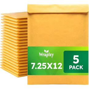 7.25x12 Inch Kraft Bubble Mailer, 5 Pack Padded Envelopes, Self-Seal Adhesive Bubble Envelopes for Secure Shipping and Packaging in Saudi Arabia