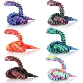 6 Pcs 12in 3D Printed Snake Toys Flexible 3D Printed Animal Relax Anxiety Rainbow Snake Fidget Figurines for Adults Games Gifts Animal Collectors, Party Favors, Birthday (Pastel Color) in Kuwait