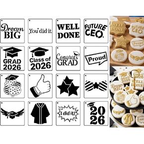 2026 Graduations Cookie Stencil for Beginner DIY Crafts Wall Canvas Paper Fabric Baking Party Decor (16) in Saudi Arabia
