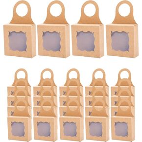 Pocoxll 25 Pcs Kraft Paper Wine Bottle Box with Visible Window, Foldable Gift Boxes, Wine Bottle Hanging Boxes for Wedding Festival Party Birthday (Style2,Kraft) in Saudi Arabia