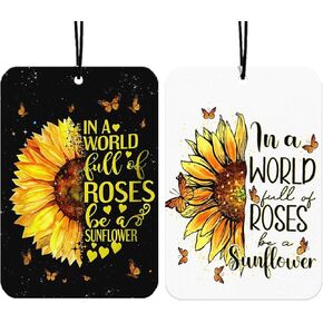 Christian Sunflower Car Air Freshener Hanging 2Pcs Flroal Faith Inspritional Car Accessories Interior, In A World Full of Roses Be a Sunflower Bible Verse Mirror Religious Gifts for Women(Lavender) in Saudi Arabia