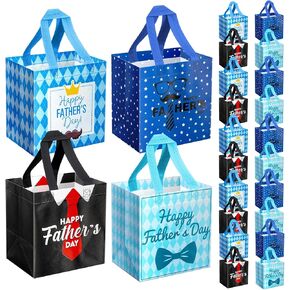 24 Pack Father's Day Tote Bags - 7.9" Non-Woven Reusable Gift Bags Bulk with Handles, Assorted Happy Father's Day Designs for Men & Party Favors in Saudi Arabia
