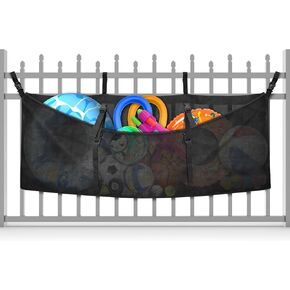 Pool Float Storage Bag, Extra Long 70" Foldable Hanging Organizer Mesh for Pool Side Fence, Adjustable Swimming Outdoor Toy Storage for Floats, Balls, Inflatable Toys & Accessories (70") in Saudi Arabia