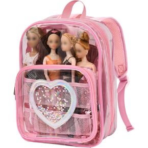 Backpack Compatible with Barbie Dolls 12-Inch, Transparent Storage Box, Barbie Doll Display Holds up to 6 Dolls, Display Pockets for Doll’s Clothes, Accessories, Bag Only (Blue) in Saudi Arabia