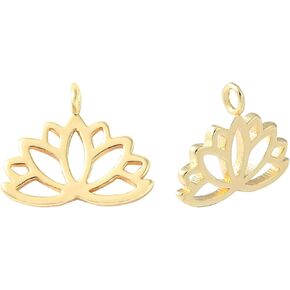 KitBeads 2pcs Brass Lotus Flower Charms Real 18K Gold Plated Yoga Hindu Hollow Lotus for Bracelet Necklace Jewelry Making in Saudi Arabia