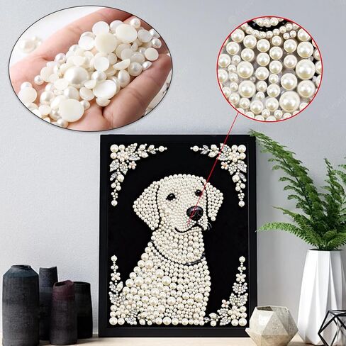 مجموعات الطلاء الماسي من Stalente Pearl للكلاب البالغة، مجموعات فنية ماسية ذات شكل خاص 5D للمبتدئين، لوحة ماسية بأحجار الراين الكريستالية لتزيين الحائط المنزلي هدية 12×16 بوصة، حيوان in Kuwait