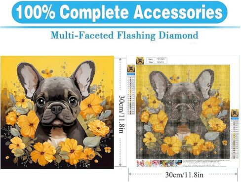 MOMDEDP French Bulldog Diamond Art Kits for Adults, 5D Diamond Painting Kits for Beginners, DIY Round Full Drill Bead Craft for Home Wall Decor Gift 12x12 inch, Animal in Saudi Arabia