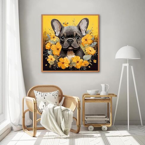 MOMDEDP French Bulldog Diamond Art Kits for Adults, 5D Diamond Painting Kits for Beginners, DIY Round Full Drill Bead Craft for Home Wall Decor Gift 12x12 inch, Animal in Saudi Arabia