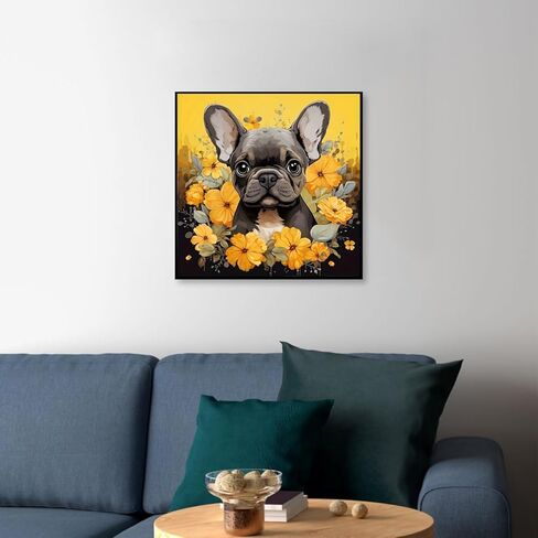 MOMDEDP French Bulldog Diamond Art Kits for Adults, 5D Diamond Painting Kits for Beginners, DIY Round Full Drill Bead Craft for Home Wall Decor Gift 12x12 inch, Animal in Saudi Arabia
