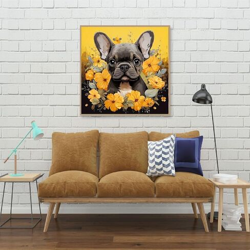 MOMDEDP French Bulldog Diamond Art Kits for Adults, 5D Diamond Painting Kits for Beginners, DIY Round Full Drill Bead Craft for Home Wall Decor Gift 12x12 inch, Animal in Saudi Arabia