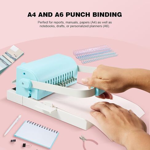 MECOLOUR Cinch Book Binding Machine,Hole Pitch 2:1,Binding Kit with 10PCS 5/8'' Binding Wires & Plier,12 Holes A6, 23 Holes A4,Punch up to 20 Sheets,for DIY Notebooks, Calendars, Journals, and Albums in Saudi Arabia