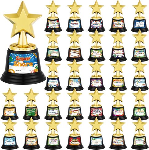 Tandefio 30 Set Awards 4.5 Inch Mini Star Trophy Bulk Superlative Awards Certificates Trophies Gift for 2026 Graduation Supplies in Kuwait