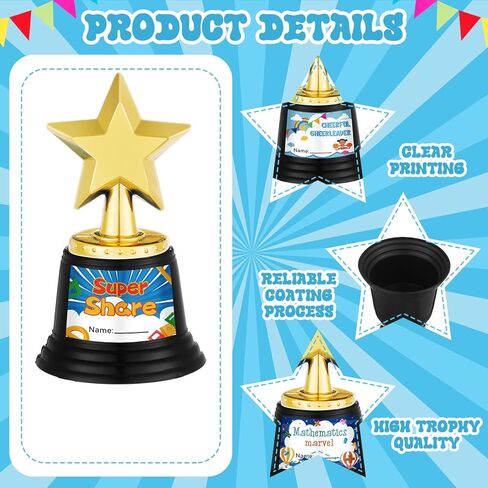 Tandefio 30 Set Awards 4.5 Inch Mini Star Trophy Bulk Superlative Awards Certificates Trophies Gift for 2026 Graduation Supplies in Kuwait