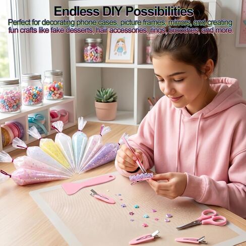 8Pcs 50g Clear Cream Glue Kit with Star, Heart & Butterfly Sequins, Fake Whipped Cream Glue for DIY Phone Case Hairpin Mirror, Craft for Birthday Christmas, with Plastic Decorating Mouth in Saudi Arabia