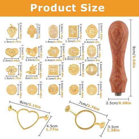 23 Pcs Wax Seal Stamp Kit, Vintage Classic Sealing Wax Stamp Heads with Wooden Handle, 2 Waxs Seal Mold Vintage Brass Stamps for Wedding Invitation Wine Decoration Envelopes in Saudi Arabia