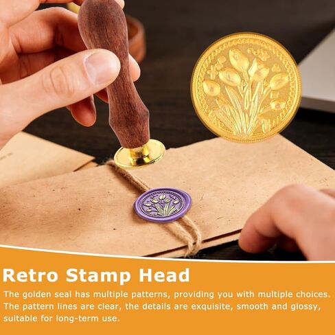 23 Pcs Wax Seal Stamp Kit, Vintage Classic Sealing Wax Stamp Heads with Wooden Handle, 2 Waxs Seal Mold Vintage Brass Stamps for Wedding Invitation Wine Decoration Envelopes in Saudi Arabia