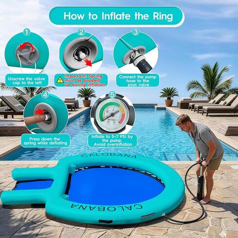 CALOBANA Water Hammock with Dog Boat Ramp, Inflatable Round Floating Ring for Adults Pets Heavy Duty Floating Dock Tanning Pool Lounger Float Island Platform for Pool Sea River Dock Boat Party in Saudi Arabia