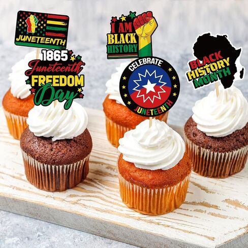 144PCS Happy Juneteenth Day Cupcake Toppers Toothpicks – Freedom Independence Day Cocktail Appetizer Cake Decorations Party Supplies Picks in Saudi Arabia