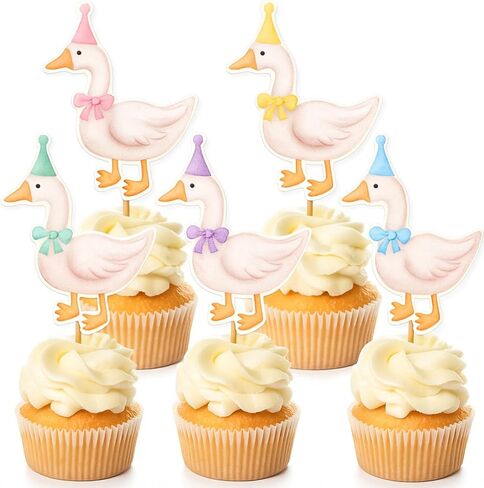 Epakh 40 Pcs Silly Goose Cupcake Toppers Bulk Silly Goose Baby Shower Decorations Birthday White Cake Topper Decorations for Funny Theme Party Supplies Favors(Multicolor) in Kuwait