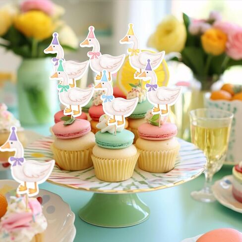 Epakh 40 Pcs Silly Goose Cupcake Toppers Bulk Silly Goose Baby Shower Decorations Birthday White Cake Topper Decorations for Funny Theme Party Supplies Favors(Multicolor) in Kuwait
