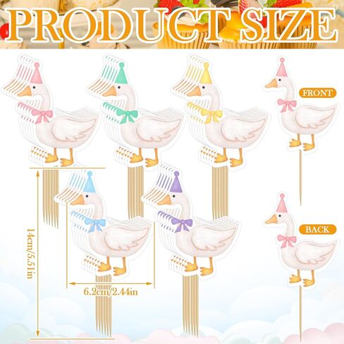 Epakh 40 Pcs Silly Goose Cupcake Toppers Bulk Silly Goose Baby Shower Decorations Birthday White Cake Topper Decorations for Funny Theme Party Supplies Favors(Multicolor) in Kuwait