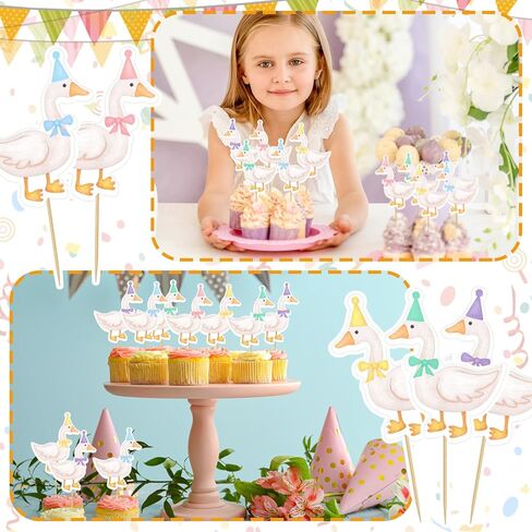Epakh 40 Pcs Silly Goose Cupcake Toppers Bulk Silly Goose Baby Shower Decorations Birthday White Cake Topper Decorations for Funny Theme Party Supplies Favors(Multicolor) in Kuwait
