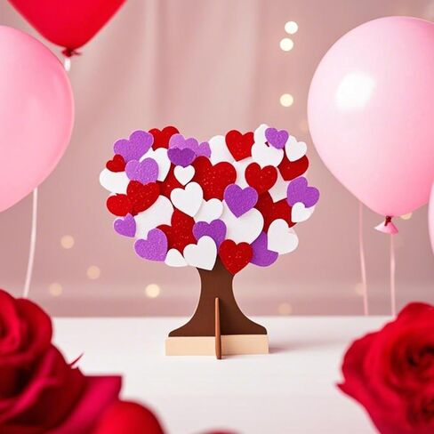 TINYFUTURE 18 Sets DIY Valentine's Day Foam Wreath Crafts Kits Decorations Self Adhesive Heart Sticker Love Heart Letter Shiny Sticker for Kids Party Favors Fun Classroom Home Activities in Saudi Arabia