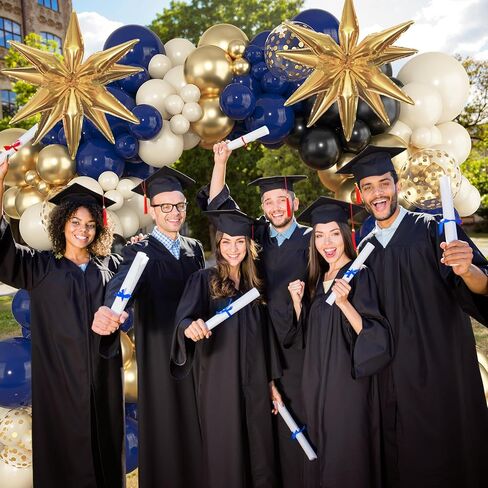 Amandir Navy Blue Gold Balloons Garland Arch Kit for Graduation Party Decorations, 145Pcs Gold Black Confetti Balloons with Foil Star for 2026 Graduation College Congrats Grad Class Birthday Supplies in Kuwait