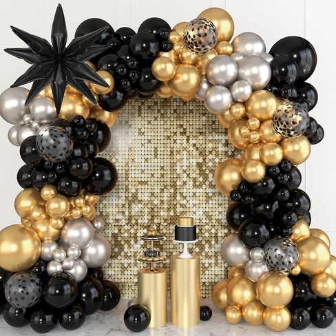 Amandir Navy Blue Gold Balloons Garland Arch Kit for Graduation Party Decorations, 145Pcs Gold Black Confetti Balloons with Foil Star for 2026 Graduation College Congrats Grad Class Birthday Supplies in Kuwait