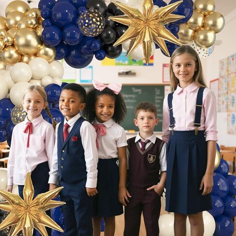 Amandir Navy Blue Gold Balloons Garland Arch Kit for Graduation Party Decorations, 145Pcs Gold Black Confetti Balloons with Foil Star for 2026 Graduation College Congrats Grad Class Birthday Supplies in Kuwait