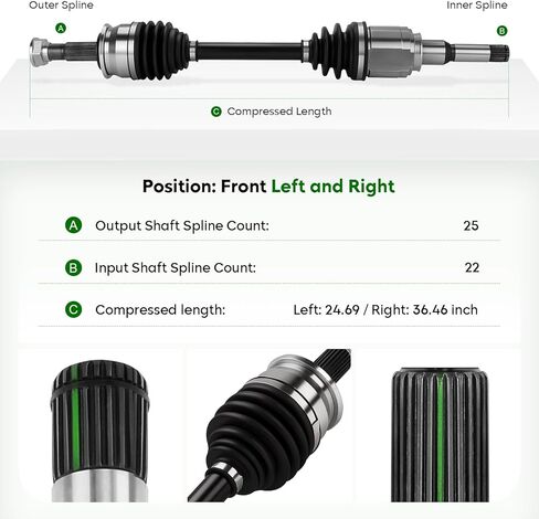 Pair (2) Front CV Axle Shaft Assembly Fit for Chevrolet Sonic LS/LT 2012–2017 L4 1.8L & Sonic LTZ 2012–2014 (Automatic Transmission Only), Driver and Passenger Side in Kuwait