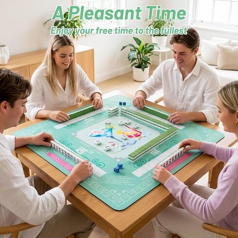 K1tpde Martini Cocktail Mahjong Mat للطاولة - حصيرة طاولة Mahjong مضادة للانزلاق مع نرد وحقيبة حمل 31.5 بوصة × 31.5 بوصة غطاء طاولة ألعاب محمول للعب ألعاب لوحة البوكر (أخضر) in Kuwait