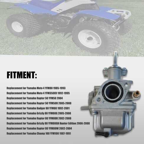 Carburetor YFM80 2002-2008 Carb Replacement for Yamaha Raptor 80 Moto 4 YFM 80 Raptor 50 YFM50 Grizzly 80 for Champ 100 YFM100 1987-1991 with Air Filter in Saudi Arabia