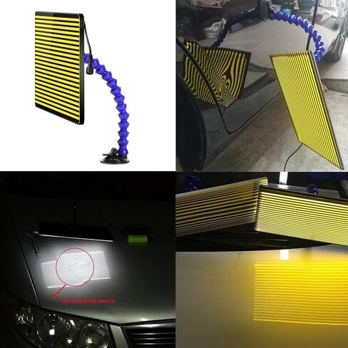 LadyRosian LED Stripe Line Board Paintless Dent Repair Tools Double Stripe USB Line Reflector Board with Adjustable Holder for Car Body dent Removal Testing Tool in Kuwait