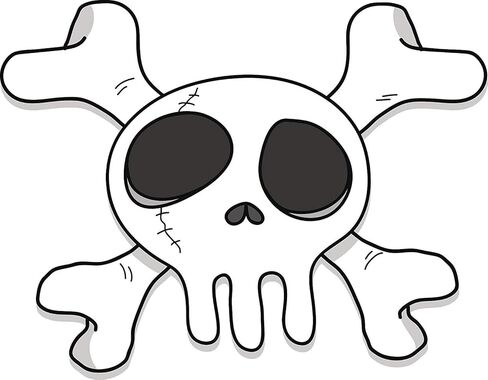 Magnet Cool Cute Simple Emo Skull and Crossbones Cartoon Magnetic Vinyl Magnet Bumper Sticker (8" Wide) in Kuwait