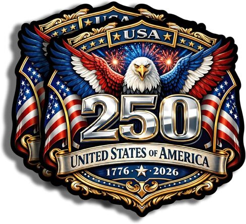 250 Year USA Anniversary Magnet - 2 Pack Magnets for Truck Car SUV Refrigerator Toolbox Gift - Design for Semiquincentennial Liberty & National Pride - 5 Inch 2 Piece - USAMAG0010 in Kuwait