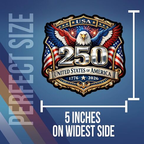 250 Year USA Anniversary Magnet - 2 Pack Magnets for Truck Car SUV Refrigerator Toolbox Gift - Design for Semiquincentennial Liberty & National Pride - 5 Inch 2 Piece - USAMAG0010 in Kuwait