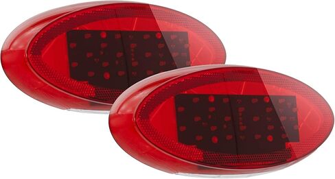 RecPro RV LED Tail Light | Trailer Brake Light | Surface Mounted Vertical/Horizontal | Red 9 in. Oval | Stop/Turn/Tail/Rear | Made in USA | 2 Pack (With License Plate Bracket) in Kuwait