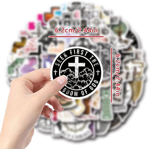 Cross Stickers Pack，124pcs Cartoon Aesthetic Cross Waterproof Stickers，Vinyl Water Bottle,Skateboard,Laptop,Phone,Journaling,Scrapbooking Decals in Saudi Arabia
