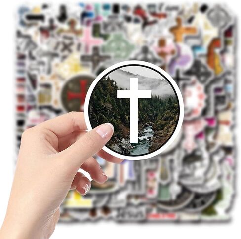 Cross Stickers Pack，124pcs Cartoon Aesthetic Cross Waterproof Stickers，Vinyl Water Bottle,Skateboard,Laptop,Phone,Journaling,Scrapbooking Decals in Saudi Arabia