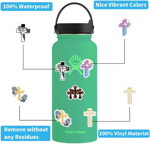 Cross Stickers Pack，124pcs Cartoon Aesthetic Cross Waterproof Stickers，Vinyl Water Bottle,Skateboard,Laptop,Phone,Journaling,Scrapbooking Decals in Saudi Arabia