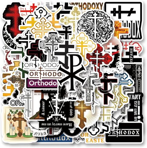 63pcs Orthodox Stickers Pack，Cute Cartoon Aesthetics Vinyl Waterproof Decals for Water Bottle, Laptop, Phone, Skateboard, Journaling for Party Supply Decor Favor in Saudi Arabia
