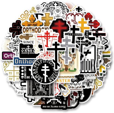 63pcs Orthodox Stickers Pack，Cute Cartoon Aesthetics Vinyl Waterproof Decals for Water Bottle, Laptop, Phone, Skateboard, Journaling for Party Supply Decor Favor in Saudi Arabia